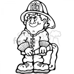 black and white fireman clipart. Royalty-free clipart # 157618