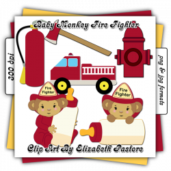 Baby monkey firefighter clip art collection consist of 6 images. You ...