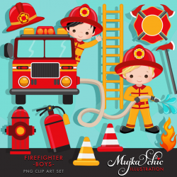 Fire fighter boys clipart — mygrafico