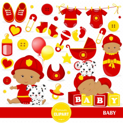 Baby firefighter clipart, Firefighter party clipart, baby fireman digital  image, baby graphics, baby shower clipart - CA484