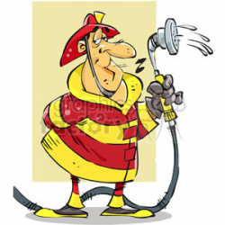 cartoon firefighter with water hose clipart. Royalty-free clipart # 387917