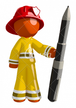Orange Man Firefighter Holding Large Pen - Photos by Canva