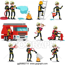 Clip Art Vector - Firefighting colorful icons set. Stock EPS ...