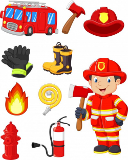 Cartoon collection of fire equipment Premium Vector | Fire ...