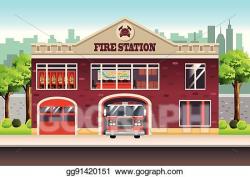 Vector Art - Fire station. Clipart Drawing gg91420151 - GoGraph