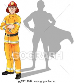 Vector Art - Fireman hero. Clipart Drawing gg75014942 - GoGraph