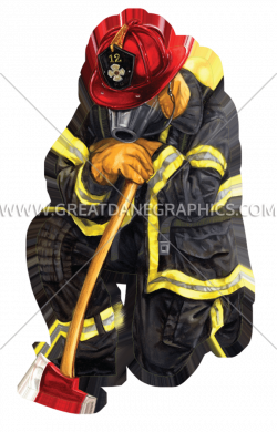 Firefighter Kneeling | Production Ready Artwork for T-Shirt Printing