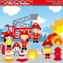 Cute Firefighter Clipart, Fireman clip art (CG035 ...