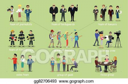 Vector Illustration - Different groups of people firefighter ...