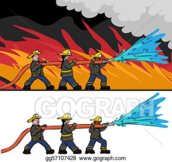 Vector Art - Three firefighters. Clipart Drawing gg57107428 ...