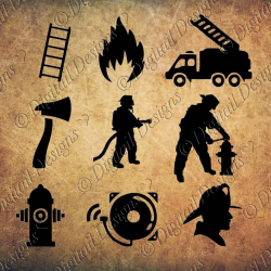 Firefighter Silhouettes Clipart Images svg, png, dxf, eps ...
