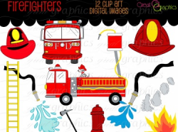 Firefighter Fireman Clip Art Digital Printable Clipart | Meylah