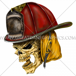 Firefighter Skull | Production Ready Artwork for T-Shirt Printing
