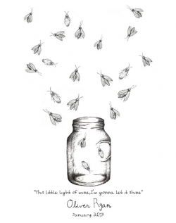 Mason Jar with Fireflies Fingerprint Print, Wall Art ...