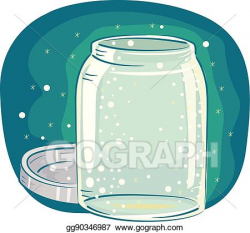 Vector Stock - Firefly lights open jar. Clipart Illustration ...