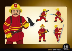 Free Action Fireman Posess Clipart and Vector Graphics ...