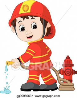 Vector Illustration - Cute fireman cartoon. EPS Clipart ...