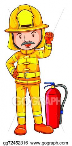 Vector Clipart - A coloured drawing of a fireman. Vector ...
