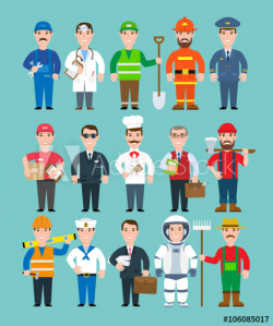 mans professions set.doctor,mechanic,worker,fireman,delivery ...