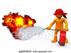 Stock Illustration - Fireman extinguisher fire. Clipart ...