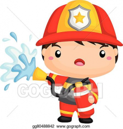 Vector Art - Cute fireman. EPS clipart gg80488842 - GoGraph