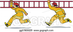 Drawings - Firemen running with ladder. Stock Illustration ...
