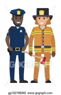 Vector Stock - Set of black policeman and firefighter with ...