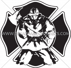 Fireman Shield Axe | Production Ready Artwork for T-Shirt Printing