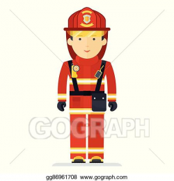 Vector Illustration - Profession fireman in suit. Stock Clip ...