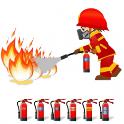 Extinguish Fire. Fireman Hold In Hand Fire Extinguisher. Isolated On  Background. Protection From Flame. Powder From Nozzle.a Man Demonstrating  How To ...