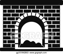 Vector Clipart - Brick fireplace icon, simple style. Vector ...