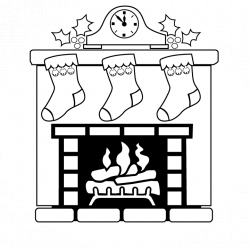 mantle clock fireplace stockings coloring sheet | christmas ...