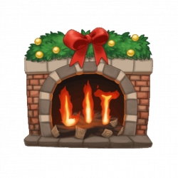 arimoji fireplace fire lit redandgreen bow ribbon redbo...