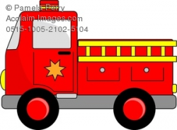 Clip Art Image of a Cartoon Fire Truck