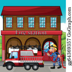 Fire Station Clip Art - Royalty Free - GoGraph