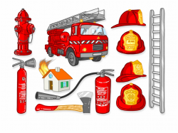 Firefighter Clipart Fire Engine - Fire Tools Equipment And ...