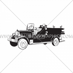 Vintage Fire Truck Black | Production Ready Artwork for T-Shirt Printing