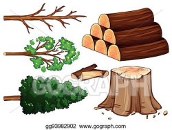 Clip Art Vector - Tree and firewood on white background ...