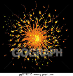 EPS Vector - Fireworks and firecrackers on black background ...
