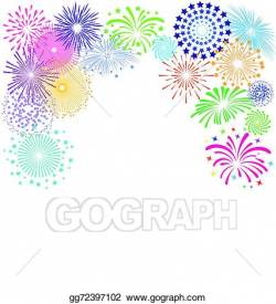 Clip Art Vector - Colorful fireworks frame on white ...