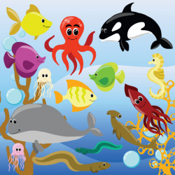 Sea animals clipart, Sea clip art, Digital clipart animals ...