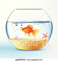Vector Clipart - Golden fish in round bowl poster . Vector ...