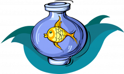 Goldfish in Fish Bowl - Vector Image