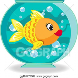 Vector Stock - Cute cartoon goldfish in fishbowl isolated on ...