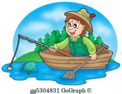 Drawing - Cartoon fisherman with fish. Clipart Drawing gg55524439 ...