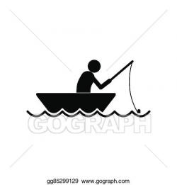 Drawing - Fisherman in a boat icon. Clipart Drawing ...