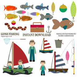 Fishing Clipart, Fisherman Clipart, Dad Clipart, Fathers day ...