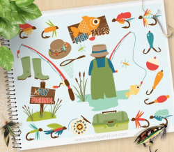 Fly Fishing Clipart, Father's Day, camping, gone fishing ...