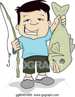Vector Art - Fisherman with a fish. Clipart Drawing ...