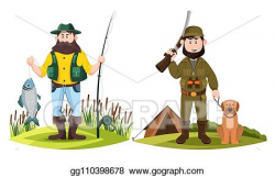 Vector Clipart - Hunter and fisherman. hunt man and fisher ...